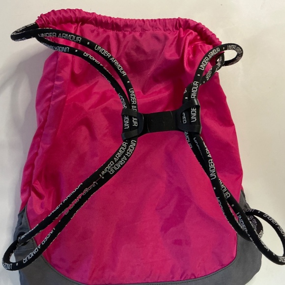 Under Armour String Bag pink grey adjustable backpack - Picture 3 of 5